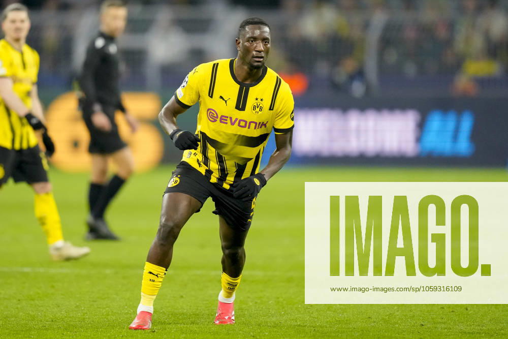 Serhou Guirassy (Borussia Dortmund) looks on during the UEFA Champions League 2024 25 League Knockout Play-off Second Leg match between Borussia Dortmund and Sporting Clube de Portugal at Signal Iduna Park on February 19, 2025 in Dortmund, Germany.