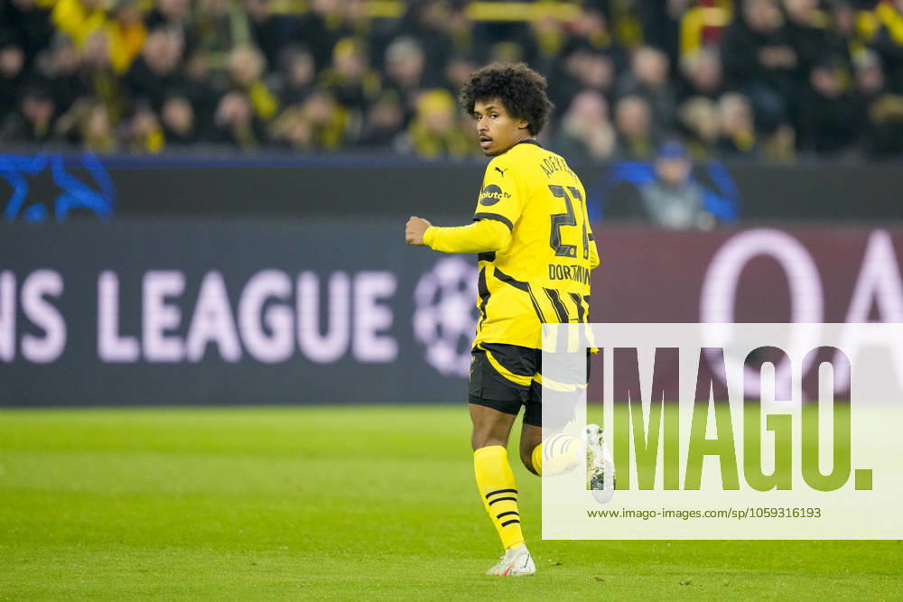 Karim Adeyemi (Borussia Dortmund) looks on during the UEFA Champions League 2024 25 League Knockout Play-off Second Leg match between Borussia Dortmund and Sporting Clube de Portugal at Signal Iduna Park on February 19, 2025 in Dortmund, Germany.