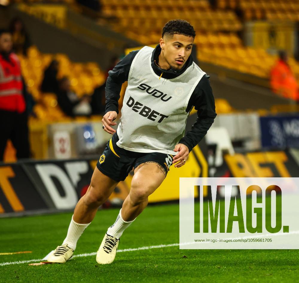 Joao Gomes of Wolverhampton Wanderers warms up before kick off Wolverhampton Wanderers v Everton, Premier League, Football, Molineux, Wolverhampton, UK - 08 Mar 2025