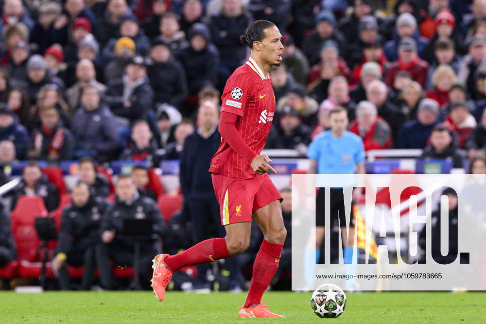 Liverpool FC v Paris Saint-Germain - UEFA Champions League 2024 25 Round of 16 Second Leg LIVERPOOL, ENGLAND - MARCH 11: Virgil van Dijk of Liverpool runs with the ball during the Extended Time of UEFA Champions League 2024 25 Round of 16 Second Leg match between Liverpool FC and Paris Saint-Germain at Anfield on March 11, 2025 in Liverpool, England. LiverpoolUnited Kingdom