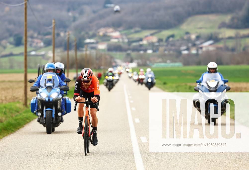 Norwegian Tobias Svendsen Foss of Ineos Grenadiers pictured in action during stage five of the 83th edition of the Paris-Nice cycling race, 196,5 km from Saint-Just-en-Chevalet to La Cote-Saint-Andre, France, Thursday 13 March 2025. DAVIDxPINTENS x114866621x