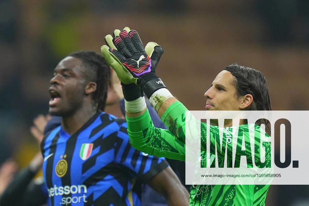 Inter Milan s goalkeeper Yann Sommer during the Uefa Champions League soccer match between Inter and Feyenoord at the San Siro Stadium in Milan, north Italy - Tuesday , March 11 , 2025. - Soccer .