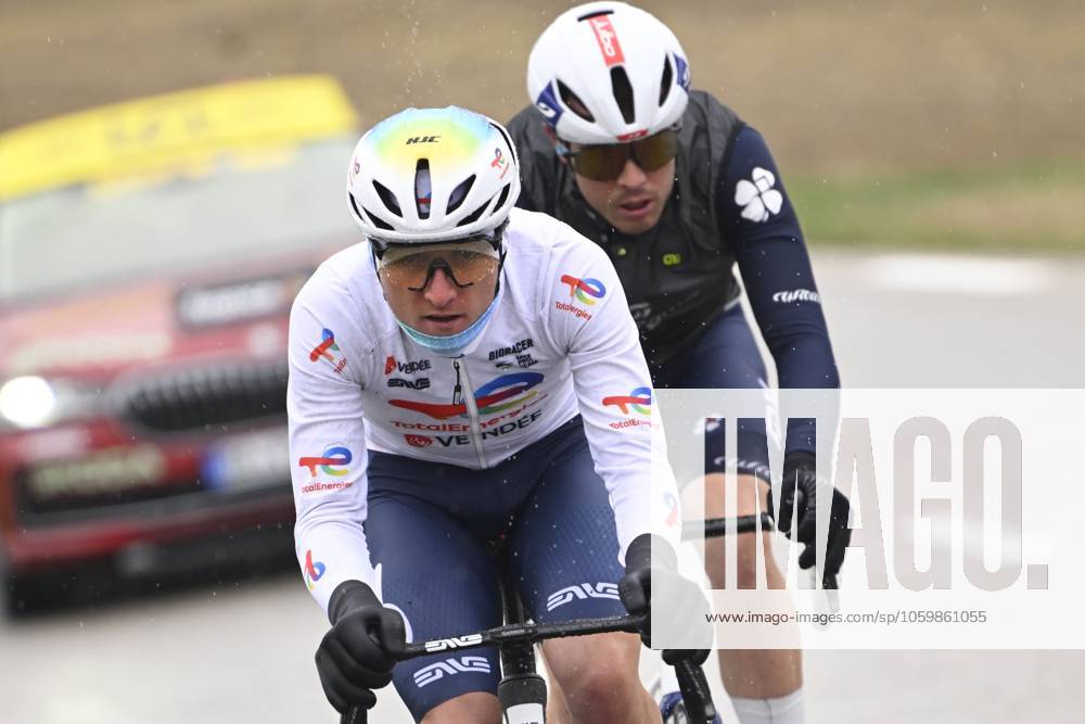 Paris - Nice 2025 - stage 6 BERRE L ETANG, FRANCE - MARCH 14 : Gachignard Thomas (FRA) of Team Totalenergies and Cavagna Remi (FRA) of Groupama - Fdj during stage 6 of the 83th edition of the Paris - Nice cycling race, a stage of 209,8km with start in Saint-Julien-en-Saint-Alban and finish in Berre L Etang on March 14, 2025 in Berre L Etang, France, 14 03 2025 ( Motordriver Kenny Verfaillie - Berre L Etang France
