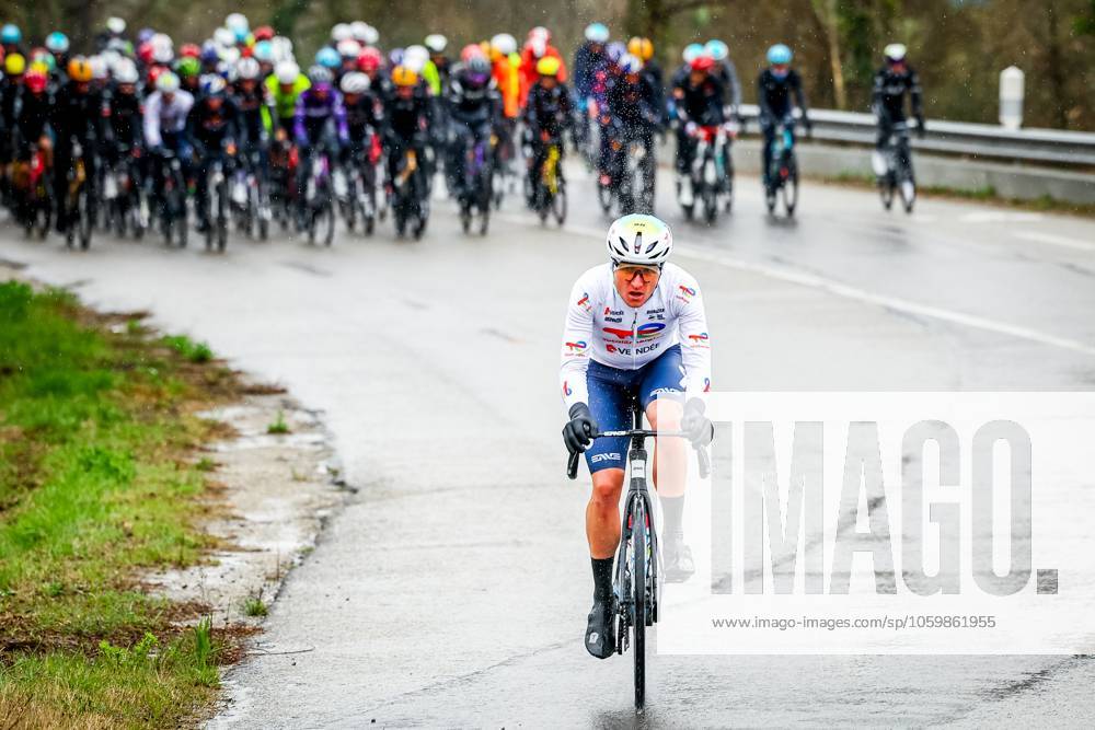 French Thomas Gachignard of TotalEnergies pictured in action during stage six of the 83th edition of the Paris-Nice cycling race, 209,8 km from Saint-Julien-en-Saint-Alban to Berre l Etang, France, Friday 14 March 2025. DAVIDxPINTENS x114929103x