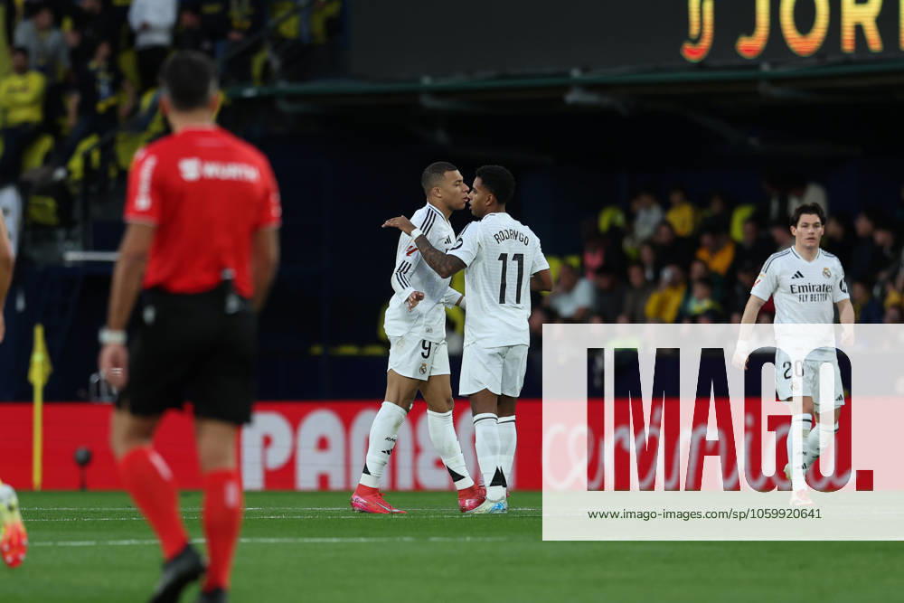 Kylian Mbappe of Real Madrid celebrates a goal during the Spanish league, LaLiga EA Sports, football match played between Villarreal CF and Real Madrid CF at La Ceramica stadium on March 15, 2025, in Villarreal, Spain. Villarreal SPAIN - ZUMAa181 20250315_zaa_a181_080