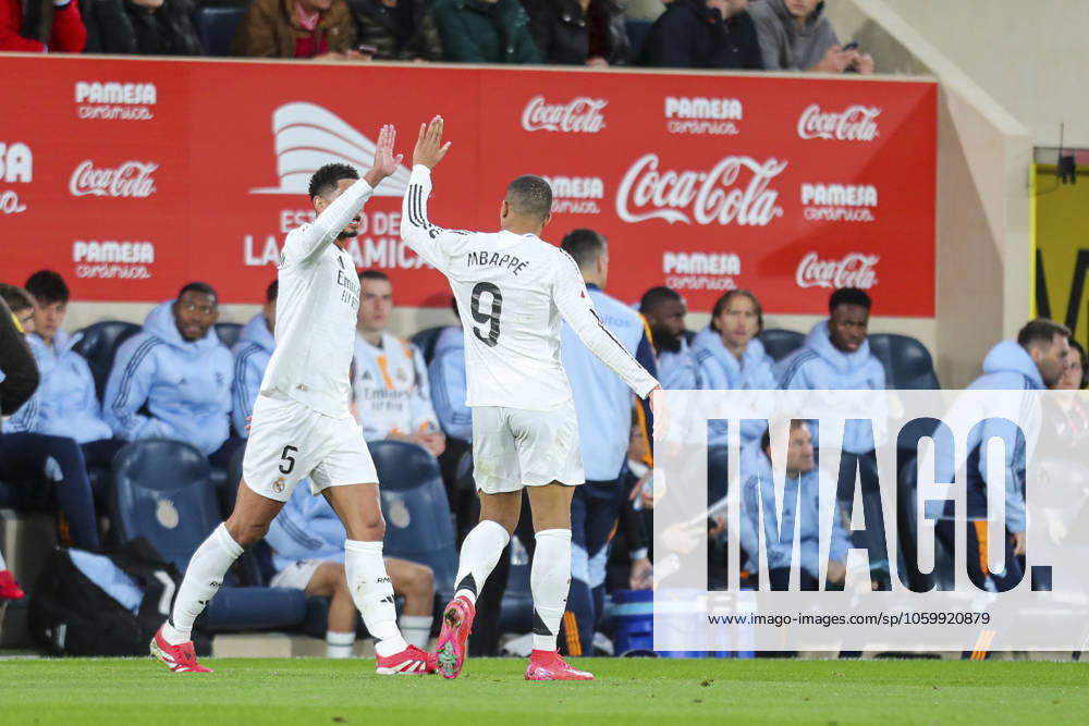 Kylian Mbappe of Real Madrid celebrates a goal with teammates during the Spanish league, LaLiga EA Sports, football match played between Villarreal CF and Real Madrid CF at La Ceramica stadium on March 15, 2025, in Villarreal, Spain. Villarreal SPAIN - ZUMAa181 20250315_zaa_a181_068