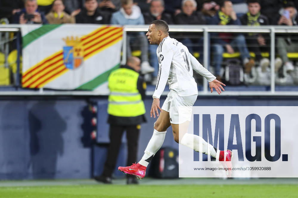 Kylian Mbappe of Real Madrid celebrates a goal during the Spanish league, LaLiga EA Sports, football match played between Villarreal CF and Real Madrid CF at La Ceramica stadium on March 15, 2025, in Villarreal, Spain. Villarreal SPAIN - ZUMAa181 20250315_zaa_a181_072