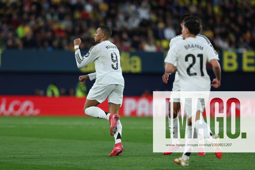 Kylian Mbappe of Real Madrid celebrates a goal during the Spanish league, LaLiga EA Sports, football match played between Villarreal CF and Real Madrid CF at La Ceramica stadium on March 15, 2025, in Villarreal, Spain. Villarreal SPAIN - ZUMAa181 20250315_zaa_a181_076