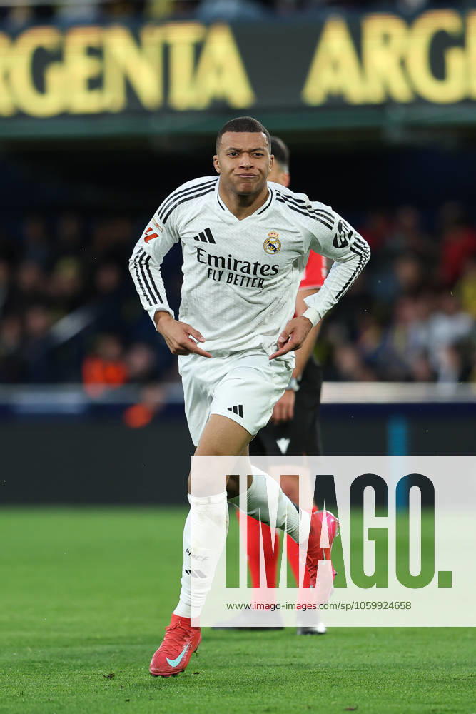 Kylian Mbappe of Real Madrid celebrates a goal during the Spanish league, LaLiga EA Sports, football match played between Villarreal CF and Real Madrid CF at La Ceramica stadium on March 15, 2025, in Villarreal, Spain. Villarreal SPAIN - ZUMAa181 20250315_zaa_a181_103