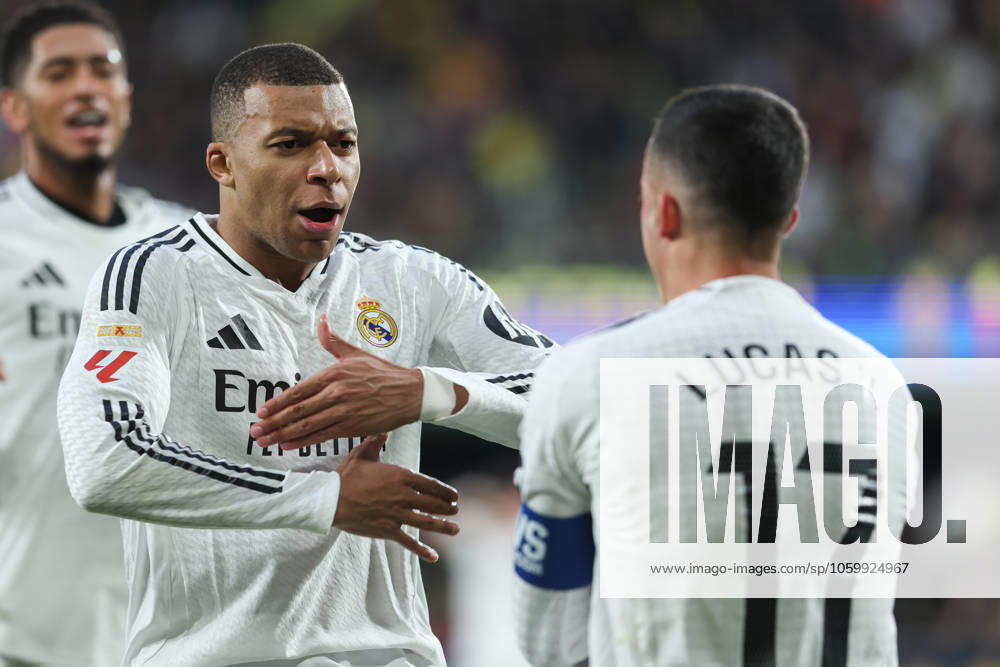 Kylian Mbappe of Real Madrid celebrates a goal during the Spanish league, LaLiga EA Sports, football match played between Villarreal CF and Real Madrid CF at La Ceramica stadium on March 15, 2025, in Villarreal, Spain. Villarreal SPAIN - ZUMAa181 20250315_zaa_a181_109
