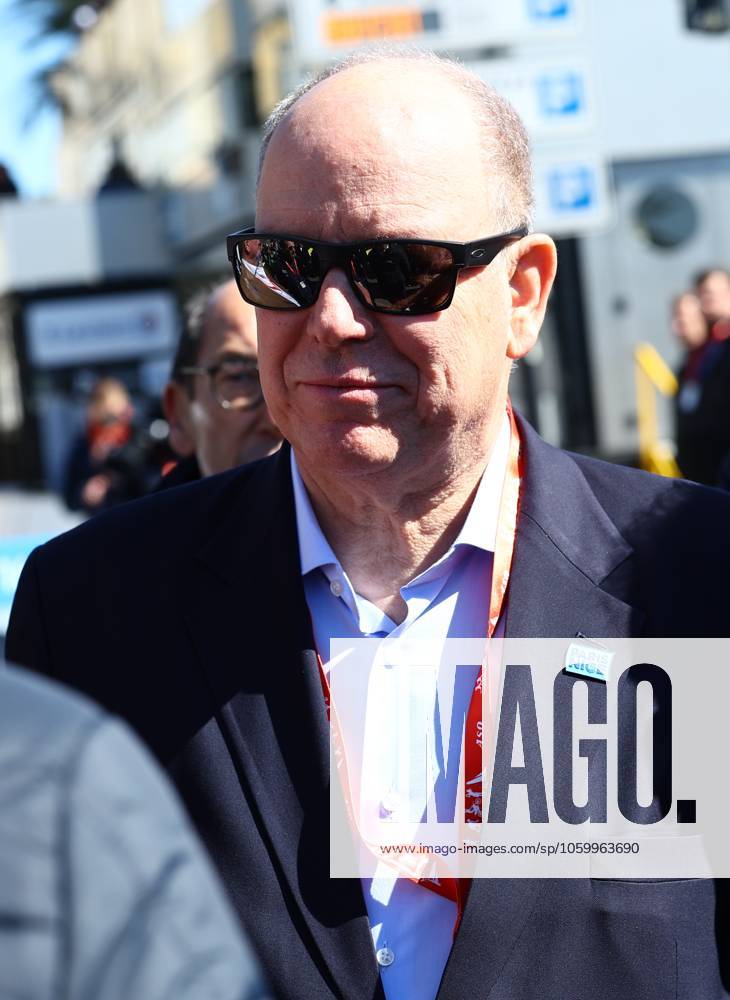 Prince Albert of Monaco pictured at the start of stage eight of the 83th edition of the Paris-Nice cycling race, 119,9 km from Nice to Nice, France, Sunday 16 March 2025. DAVIDxPINTENS x115088612x