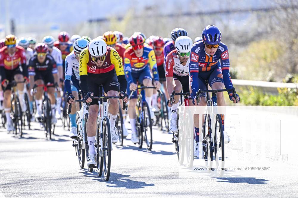 Paris - Nice 2025 - stage 8 NICE, FRANCE - MARCH 16 : Van Den Berg Julius (NED) of Team Picnic Postnl leading the peloton during stage 8 and final stage of the 83th edition of the Paris - Nice cycling race, a stage of 119,9km with start and finish in Nice on March 16, 2025 in Nice, France, 16 03 2025 ( Motordriver Kenny Verfaillie - Nice France