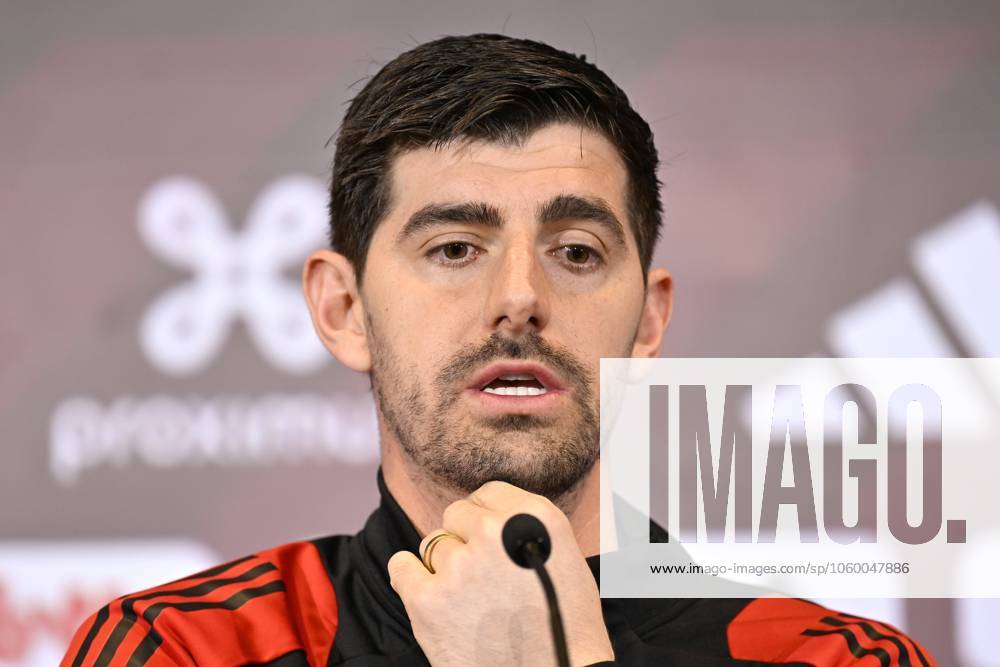 Ukraine v Belgium - UEFA Nations League - media activities 18 03 2025 TUBEKE, BELGIUM - MARCH 18 : Courtois Thibaut goalkeeper of Belgium pictured during a press conference, PK, Pressekonferenz ahead of the UEFA Nations League play-off match between Ukraine and Belgium on March 18, 2025 in Tubeke, Belgium, 18 03 2025 Tubeke Belgium