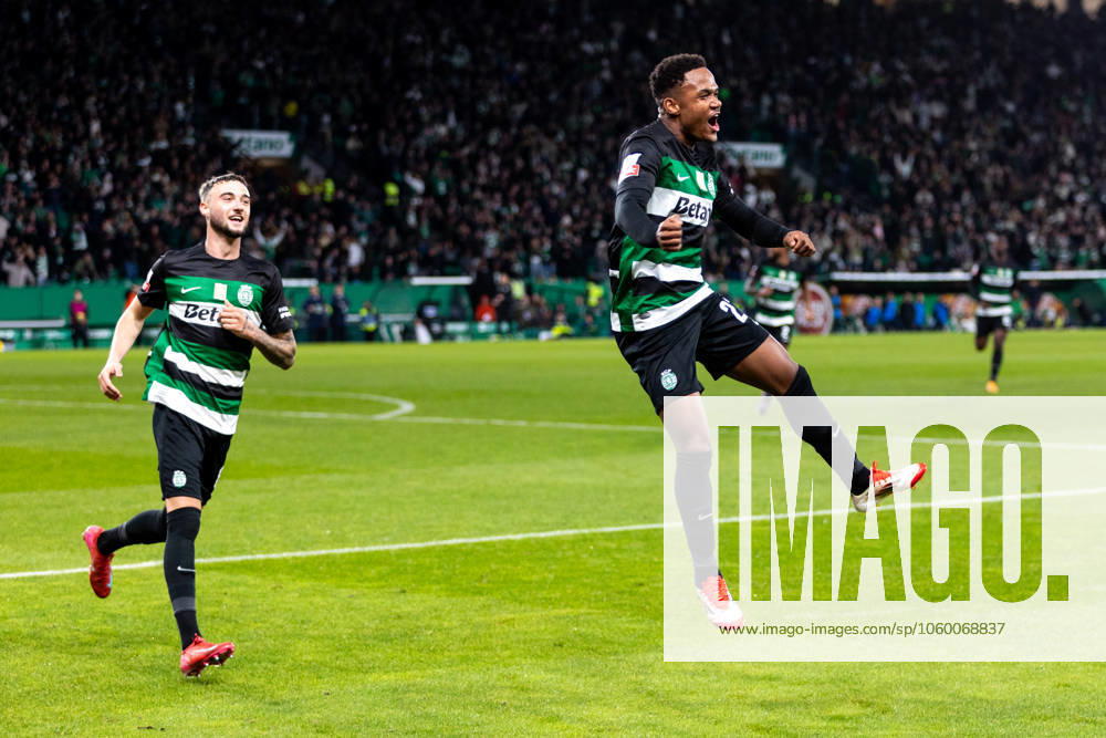 Sporting CP v FC Famalicao - Liga Portugal BetClic Geny Catamo a celebrar o golo durante partida entre Sporting CP v FC Famalicao valida pela Liga Portugal BetClic no Estadio JosÃ Alvalade, Lisboa, Portugal (Foto de Diogo Faria Reis Avant Sports) Lisbon Estadio JosÃ Alvalade Portugal