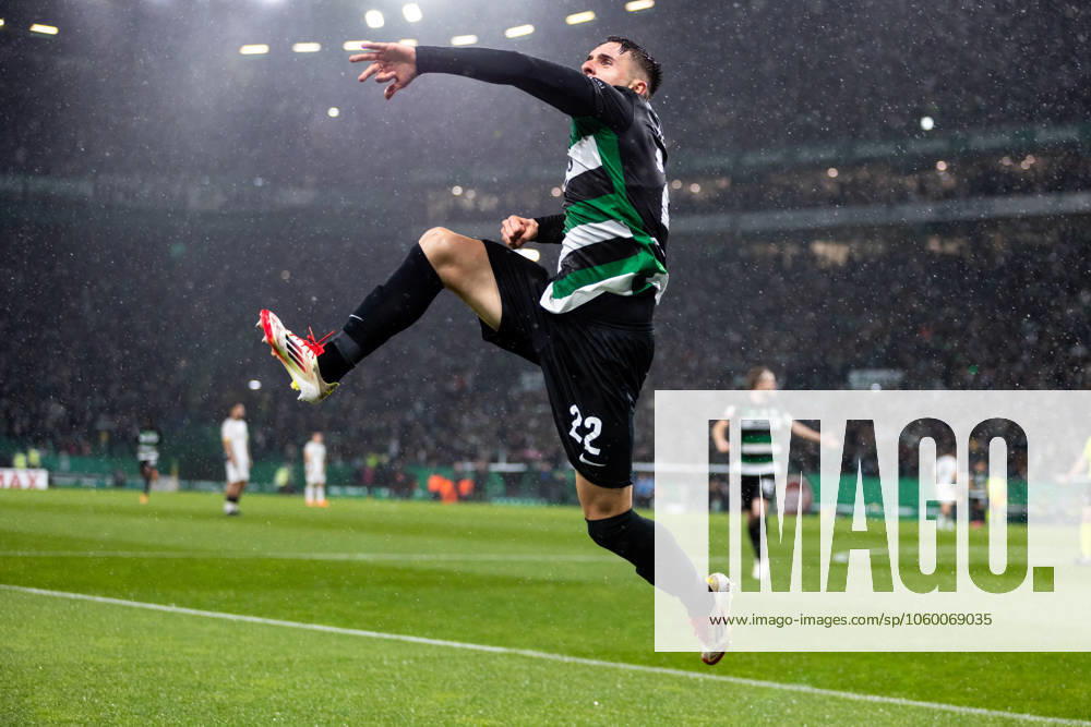 Sporting CP v FC Famalicao - Liga Portugal BetClic Ivan Fresneda a celebrar o golo durante partida entre Sporting CP v FC Famalicao valida pela Liga Portugal BetClic no Estadio Jose Alvalade, Lisboa, Portugal (Foto de Diogo Faria Reis Avant Sports) Lisbon Estadio Jose Alvalade Portugal