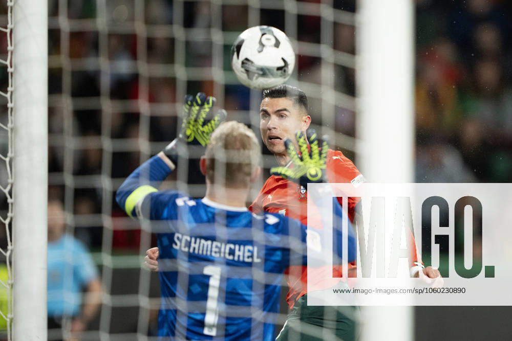 UEFA Nations League: Portugal - Denmark Portugal s Cristiano Ronaldo in action with Kasper Schmeichel in Denmark s goal during the UEFA Nations League playoff match in League A between Portugal and Denmark at Josà Alvalade Stadium in Lisbon, Portugal on Sunday, March 23, 2025. (Photo: Bo Amstrup Ritzau Scanpix) , Lisbon Portugal Mors