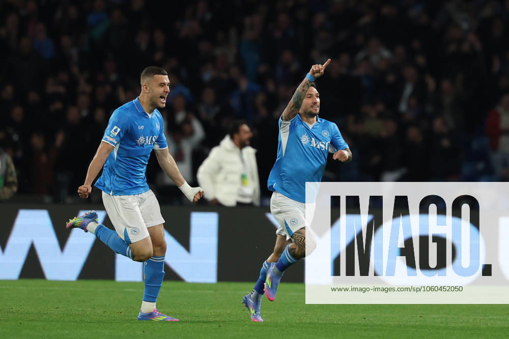 Napolis Matteo Politano celebrates after scoring 1-0 during the Serie A soccer match between Napoli and Milan at the Diego Armando Maradona Stadium in Naples, southern italy - Sunday , March 30 , 2025. - Soccer .