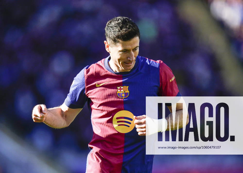 FC Barcelona, Barca Girona FC. La Liga EA Sports match. Date 29 Robert Lewandowski of FC Barcelona celebrates the 3-1 during the La Liga EA Sports match between FC Barcelona and Girona FC played at Lluis Companys Stadium on 30 March 2025 in Barcelona, Spain. kpng