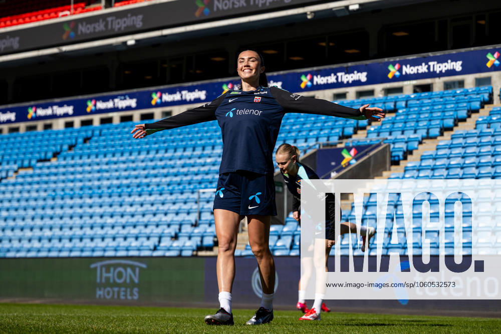 Ingrid Syrstad Engen of the Norwegian women s national football team during a training session on April 2, 2025 in Oslo. Photo: Vegard Grott BILDBYRAN kod VG VG0738 bbeng fotboll football soccer fotball norge norway women dam nations league träning practice training trening