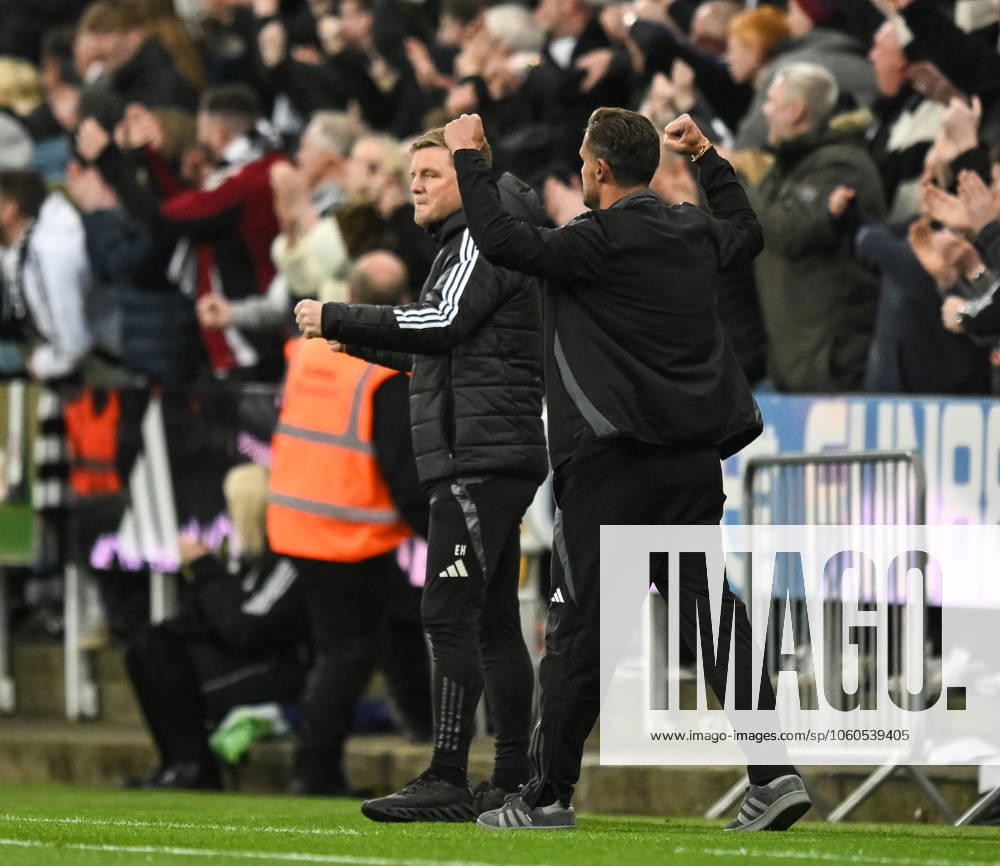 Eddie Howe manager of Newcastle United celebrates their first goal scored by Alexander Isak Newcastle United v Brentford, Premier League, Football, St James Park, Newcastle, UK - 02 Apr 2025