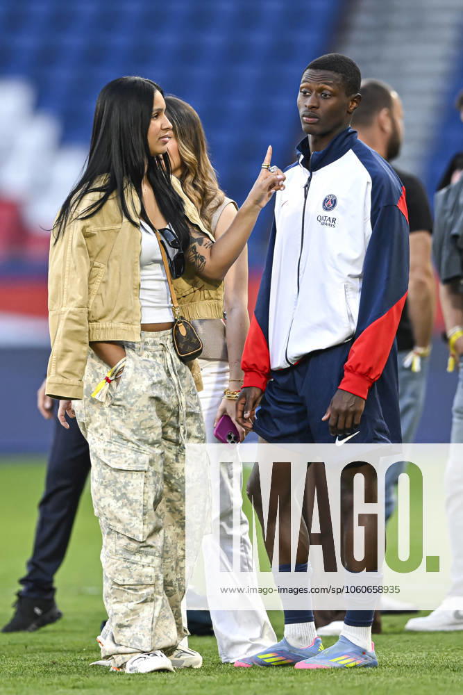 Ligue 1 McDonalds - Paris Saint-Germain v Angers SCO Nuno Mendes and his girlfriend Thalyta Silva during the Ligue 1 football match Paris Saint-Germain PSG VS Angers SCO on April 5, 2025 at Parc des Princes stadium in Paris, France. Photo by Victor Joly ABACAPRESS.COM Paris France