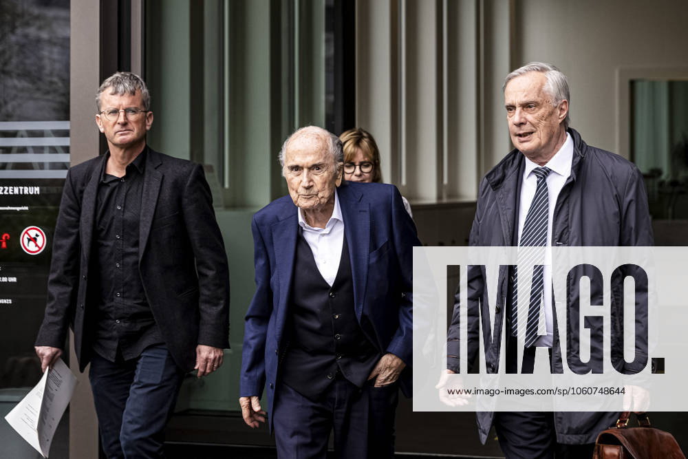 Former FIFA president Sepp Blatter reacts when leaving the courthouse after the verdict of an appeal by Swiss Attorney General s office against former UEFA and FIFA presidents over a suspected fraudulent payment, in Muttenz, Basel, on March 25, 2025. Muttenz Muttenz Court Basel Switzerland