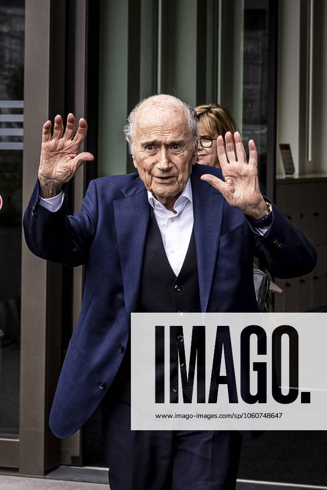 Former FIFA president Sepp Blatter reacts when leaving the courthouse after the verdict of an appeal by Swiss Attorney General s office against former UEFA and FIFA presidents over a suspected fraudulent payment, in Muttenz, Basel, on March 25, 2025. Muttenz Muttenz Court Basel Switzerland
