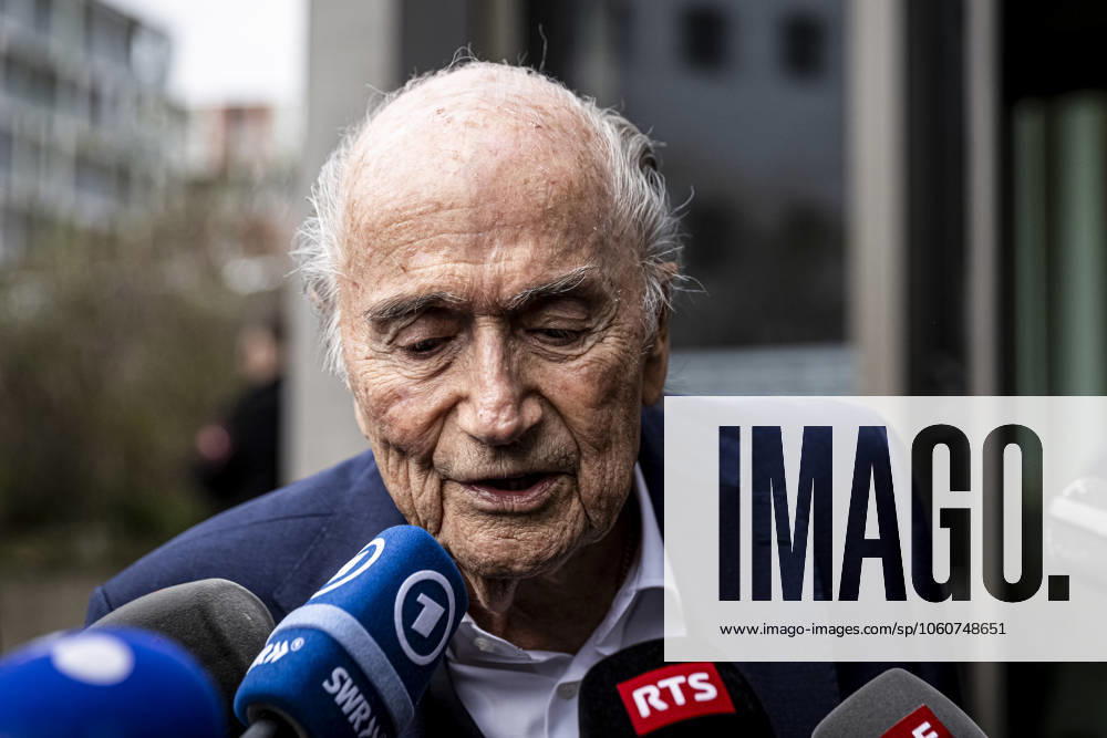Former FIFA president Sepp Blatter reacts when leaving the courthouse after the verdict of an appeal by Swiss Attorney General s office against former UEFA and FIFA presidents over a suspected fraudulent payment, in Muttenz, Basel, on March 25, 2025. Muttenz Muttenz Court Basel Switzerland