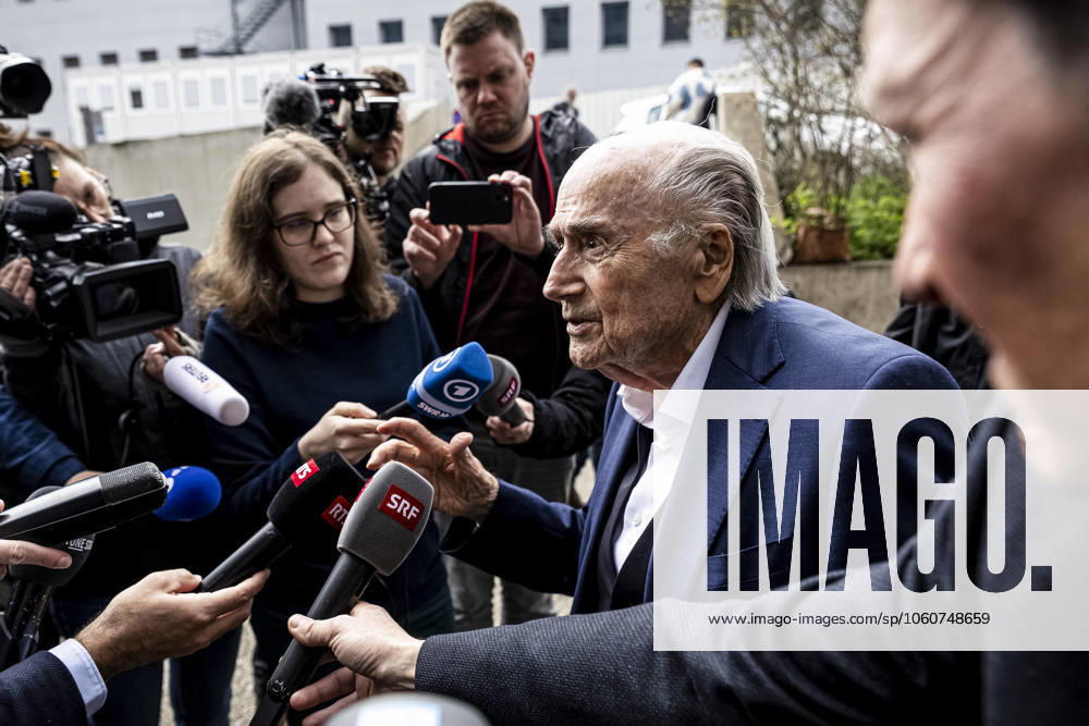 Former FIFA president Sepp Blatter reacts when leaving the courthouse after the verdict of an appeal by Swiss Attorney General s office against former UEFA and FIFA presidents over a suspected fraudulent payment, in Muttenz, Basel, on March 25, 2025. Muttenz Muttenz Court Basel Switzerland