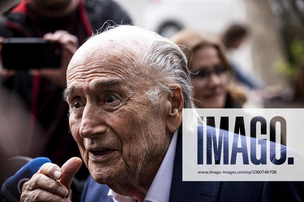 Former FIFA president Sepp Blatter reacts when leaving the courthouse after the verdict of an appeal by Swiss Attorney General s office against former UEFA and FIFA presidents over a suspected fraudulent payment, in Muttenz, Basel, on March 25, 2025. Muttenz Muttenz Court Basel Switzerland
