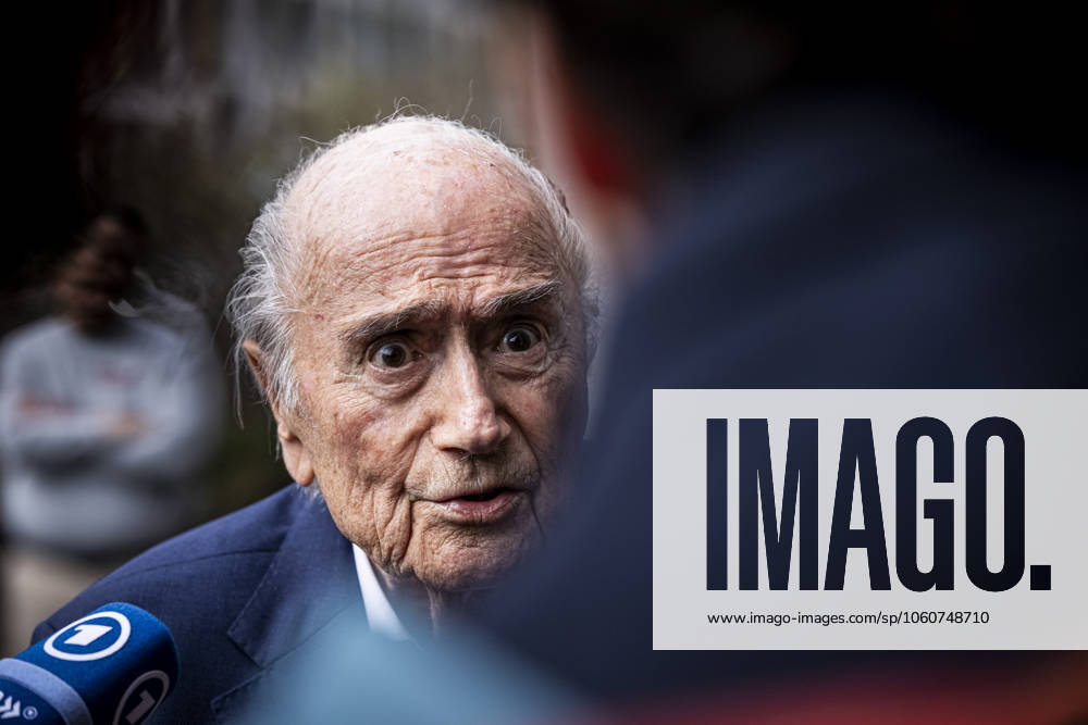 Former FIFA president Sepp Blatter reacts when leaving the courthouse after the verdict of an appeal by Swiss Attorney General s office against former UEFA and FIFA presidents over a suspected fraudulent payment, in Muttenz, Basel, on March 25, 2025. Muttenz Muttenz Court Basel Switzerland
