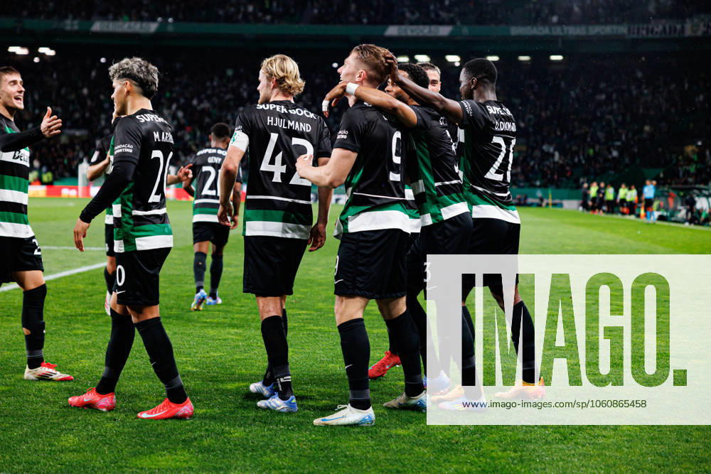 Players of Sporting seen celebrating after scoring goal during Taca De Portugal game between teams of Sporting CP and Rio Ave FC at Estadio Jose Alvalade (Maciej Rogowski) Lisbon Estadio Jose Alvalade Portugal