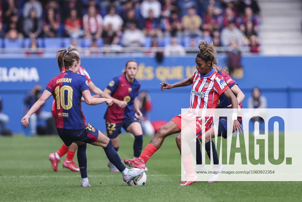Luany da Silva of Atletico de Madrid in action during the Spanish Women league, Liga F, football match played between FC Barcelona, Barca and Atletico de Madrid at Johan Cruyff Stadium on April 13, 2025 in Sant Joan Despi, Spain. Sant Joan Despi Spain - ZUMAa181 20250413_zaa_a181_037