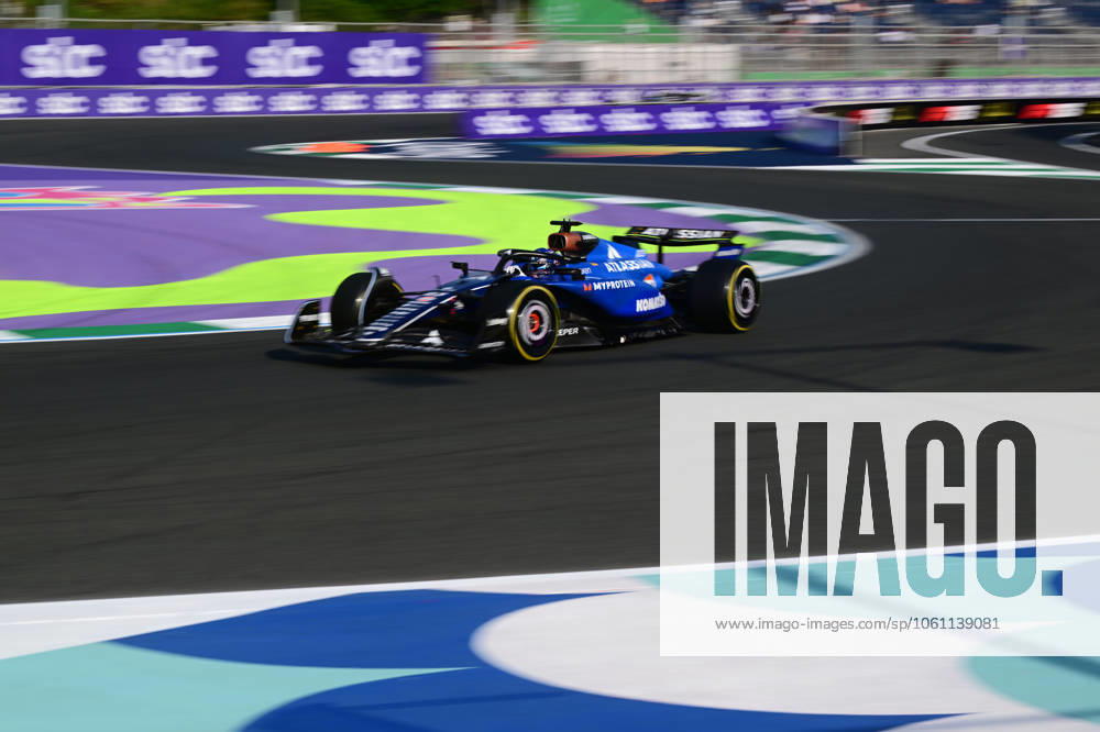F1 Grand Prix of Saudi Arabia - Practice Alexander Albon of the Williams F1 Team runs during the free practice of the Saudi Arabia GP, the 5th round of the Formula 1 World Championship, WM, Weltmeisterschaft at the Jeddah Corniche Circuit in Jeddah, Saudi Arabia, on April 18, 2025. Jeddah Saudia Arabia