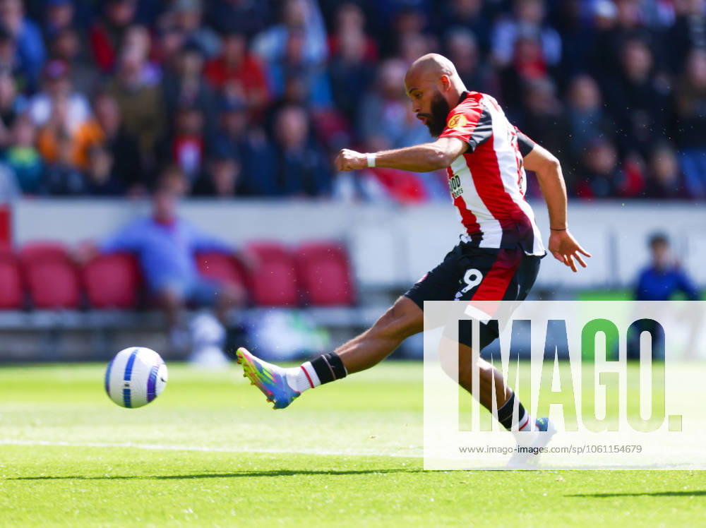 Brentford v Brighton and Hove Albionl, English Premier League, The Gtech Community Stadim, Football, London, UK - 19 Apr 2025 Brian Mbeumo of Brentford scores Brentford s first goal during the Premier League home game against Brighton and Hove Albion London The Gtech Community Stadium London GBR, UK NEWSPAPERS OUT