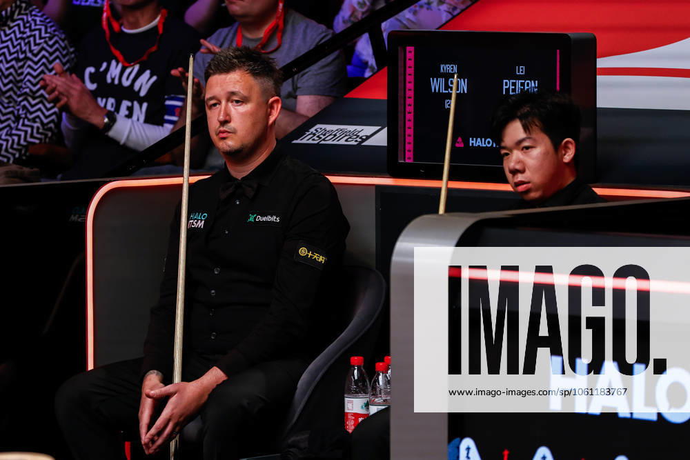 2025 Halo World Snooker Championship Kyren Wilson and Lei Peifan during the 2025 Halo World Snooker Championship Round 1 match at The Crucible, Sheffield, England, United Kingdom on 19 April 2025 Credit: Ryan Crockett Every Second Media Editorial use only. All images are copyright Every Second Media Limited. No images may be reproduced without prior permission.