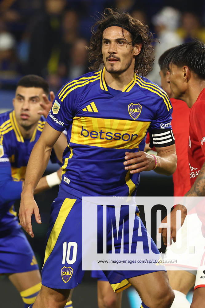 Boca Juniors Uruguayan forward 10 Edinson Cavani looks on during the 2025 Apertura Tournament of the Argentine Professional Football League match against Estudiantes de la Plata, at La Bombonera stadium in Buenos Aires, on April 19, 2025. BUENOS AIRES ARGENTINA