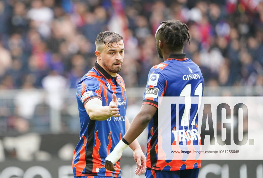 St.Jakob-Park Basel. Fussball Herren Superleague Saison 2024 2025 FC Basel - Yverdon FC 5:0 . Bild : Torschuetzen Xherdan Shaqiri Benie Traore (FC Basel) Aktion