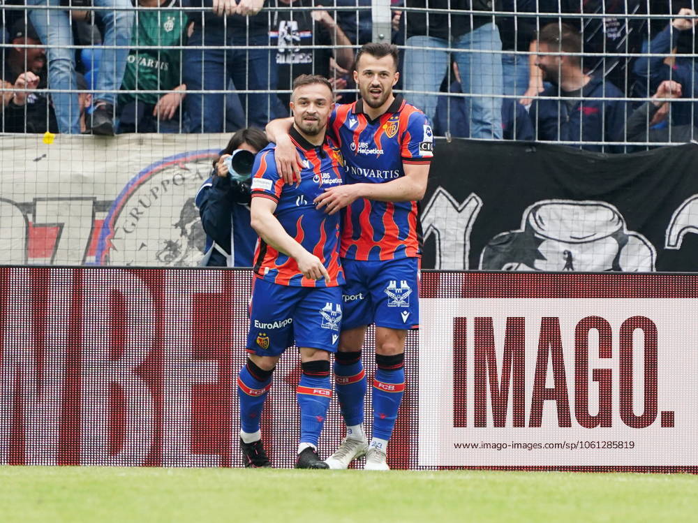 St.Jakob-Park Basel. Fussball Herren Superleague Saison 2024 2025 FC Basel - Yverdon FC 5:0 . Bild :Torjubel (FC Basel) Xherdan Shaqiri, Albian Ajeti Aktion Jubel