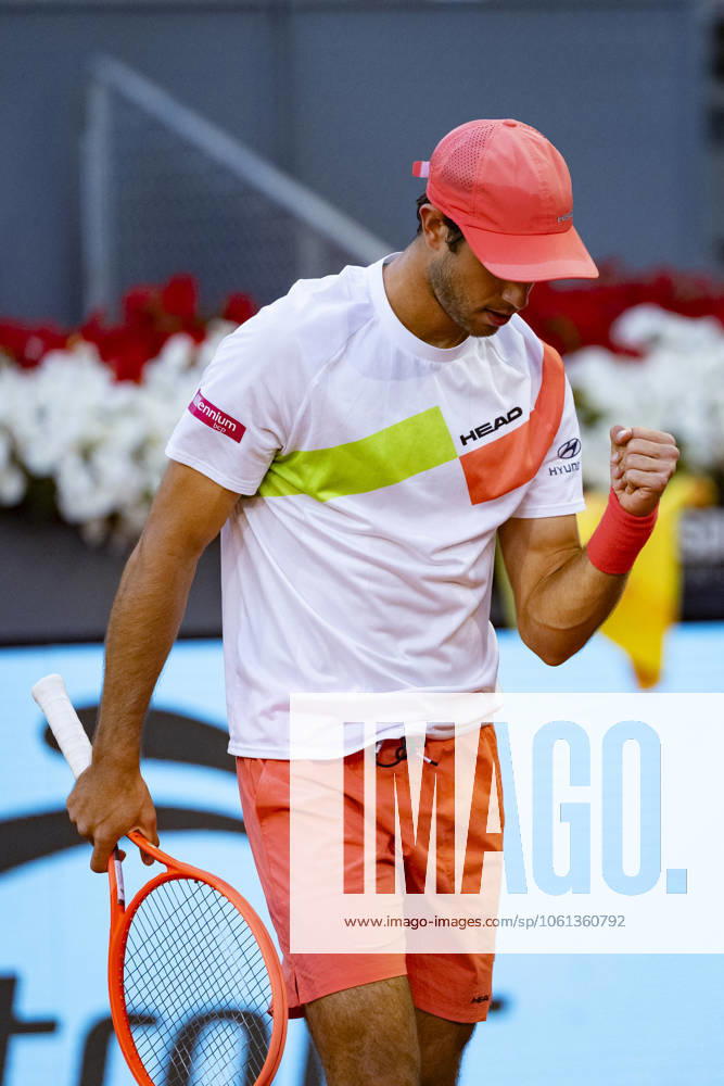 Mutua Madrid Open 2025 Nuno Borges of Portugal celebrates a point against Alejandro Davidovich Fokina of Spain during the second round match of the Mutua Madrid Open 2025 tournament celebrated at La Caja Magica on April 25, 2025 in Madrid, Spain. Madrid La Caja Magica Madrid Spain