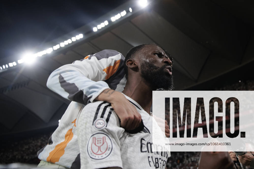 Copa del Rey - Real Madrid vs Barcelona SEVILLA, SPAIN - April 26: Antonio Rudiger of Real Madrid celebrates a goal during the 2024 25 Copa del Rey final match between Real Madrid and Barcelona at Cartuja Stadium. (Photo by Guillermo Martinez) Sevilla Cartuja Stadium Spain