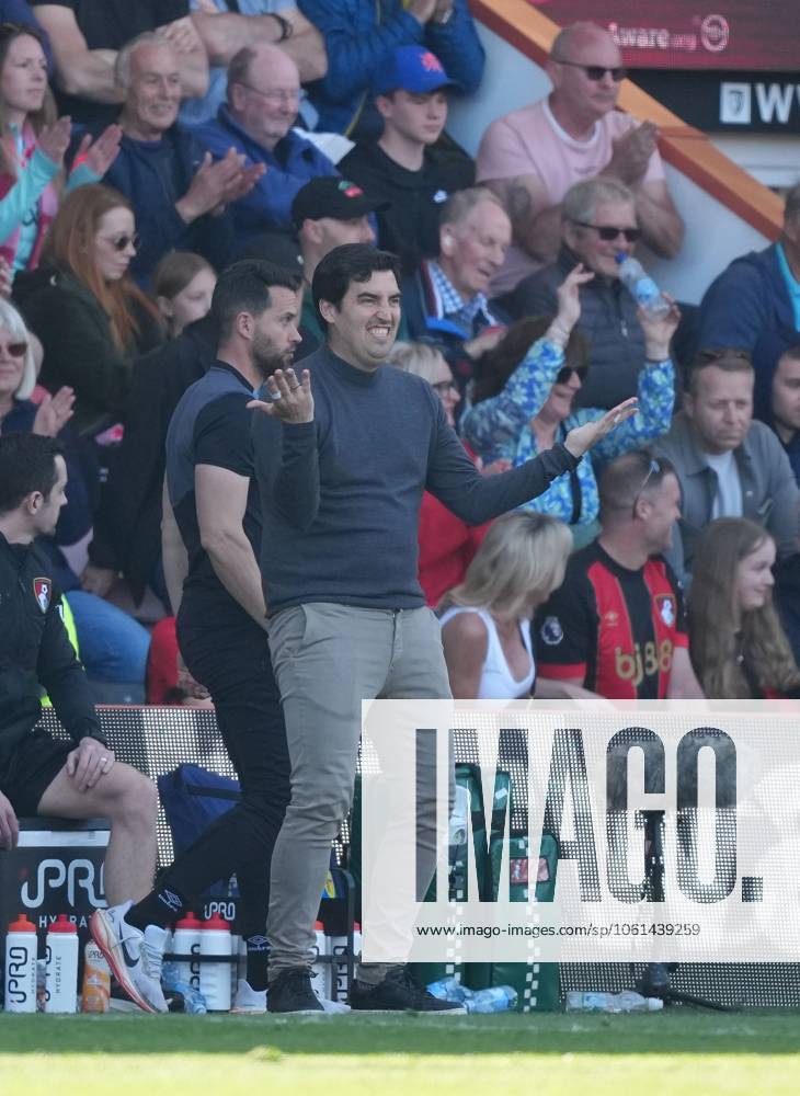 Ruben Amorim manager of Manchester United, ManU throws his arms up after referees decision. AFC Bournemouth v Manchester United, Premier League, Football, Vitality Stadium, Bournemouth, UK - 27 Apr 2025