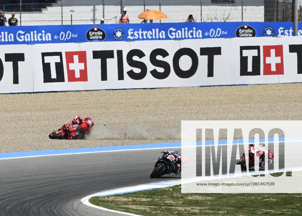 Races of MotoGP Estrella Galicia 0.0 Grand Prix of Spain at Jerez Angel Nieto Circuit, Jerez, Cadiz, 27 April 2025 In picture: Marc Marquez crashes Carreras del Gran Premio Estrella Galicia 0.0 de MotoGP de Espana en el Circuito de Jerez Angel Nieto, Jerez, Cadiz, 27 de Abril de 2025 POOL Circuito de Jerez Angel Nieto Cordon Press Images will be for editorial use only. Mandatory credit: Circuito de Jerez Angel Nieto Cordon Press