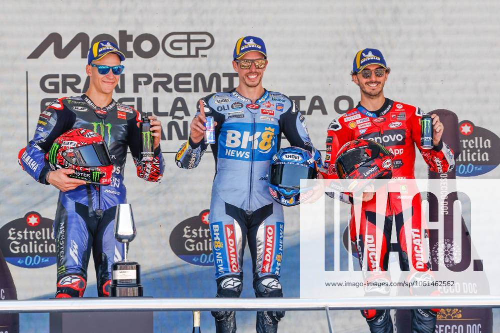 Races of MotoGP Estrella Galicia 0.0 Grand Prix of Spain at Jerez Angel Nieto Circuit, Jerez, Cadiz, 27 April 2025 In picture: Alex Marquez, Fabio Quartararo and Francesco Bagnaia Carreras del Gran Premio Estrella Galicia 0.0 de MotoGP de Espana en el Circuito de Jerez Angel Nieto, Jerez, Cadiz, 27 de Abril de 2025 POOL Circuito de Jerez Angel Nieto Cordon Press Images will be for editorial use only. Mandatory credit: Circuito de Jerez Angel Nieto Cordon Press