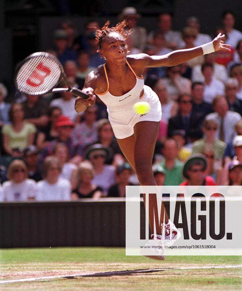 Venus Williams Wimbledon Tennis Championships 2000 Venus Williams playing Serena Williams at Wimbledon July 2000 Venus Williams during Womens singles match against her sister Serena Williams