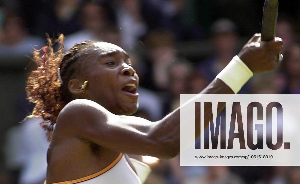 Venus Williams Wimbledon Tennis Championships 2000 Venus Williams playing Serena Williams at Wimbledon July 2000 Venus Williams during Womens singles match against her sister Serena Williams