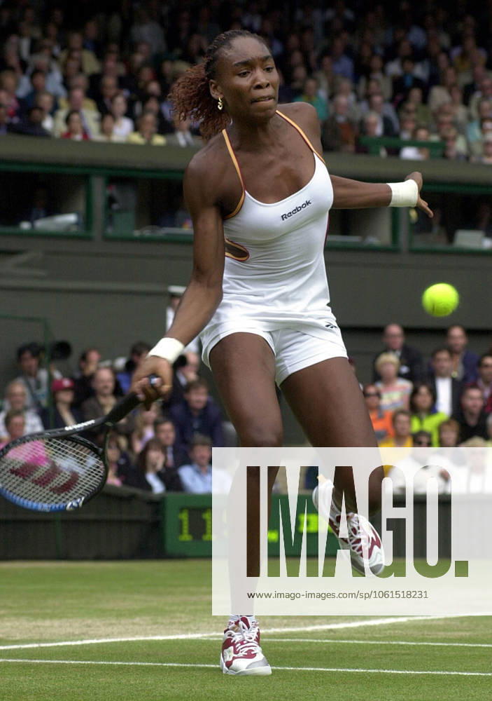 Venus Williams Wimbledon Tennis Championships 2000 Venus Williams playing Lindsay Davenport in Wimbledon final July 2000 Venus Williams Tennis Player of the US during Womens final against Lindsay Davenport at Wimbledon Williams went on to win the final 6-3 7-6
