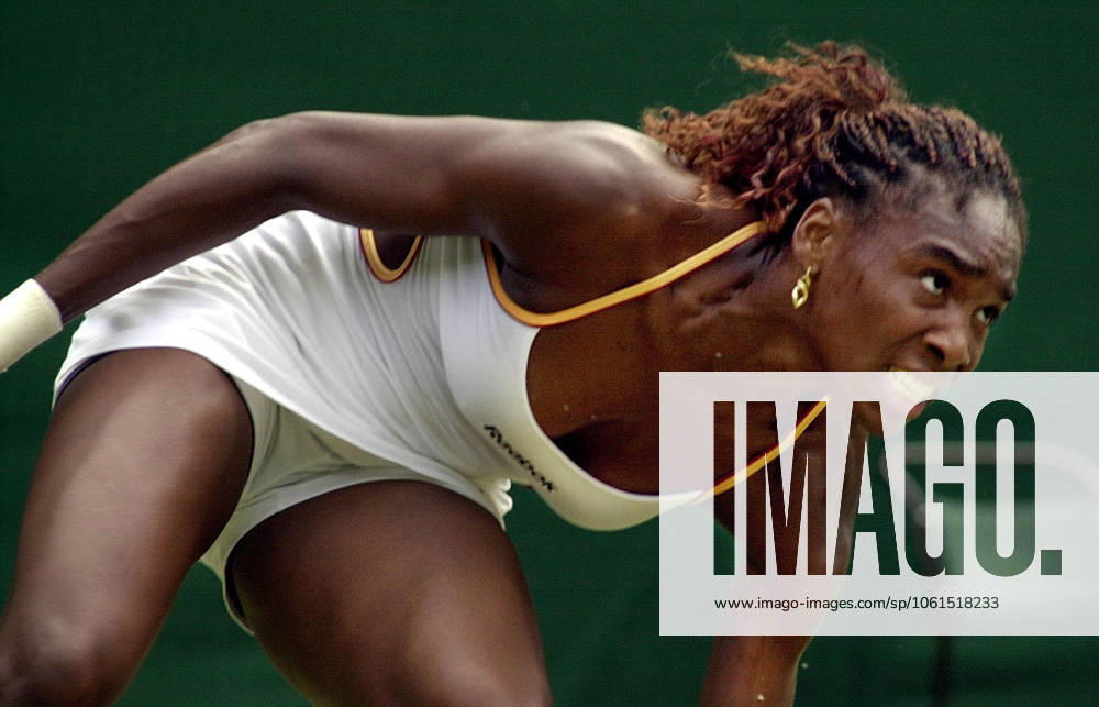 Venus Williams Wimbledon Tennis Championships 2000 Venus Williams playing Lindsay Davenport in Wimbledon final July 2000 Venus Williams Tennis Player of the US stretches to play a return to compatriot Lindsay Davenport in the Wimbledon final Williams went on to win the final 6-3 7-6