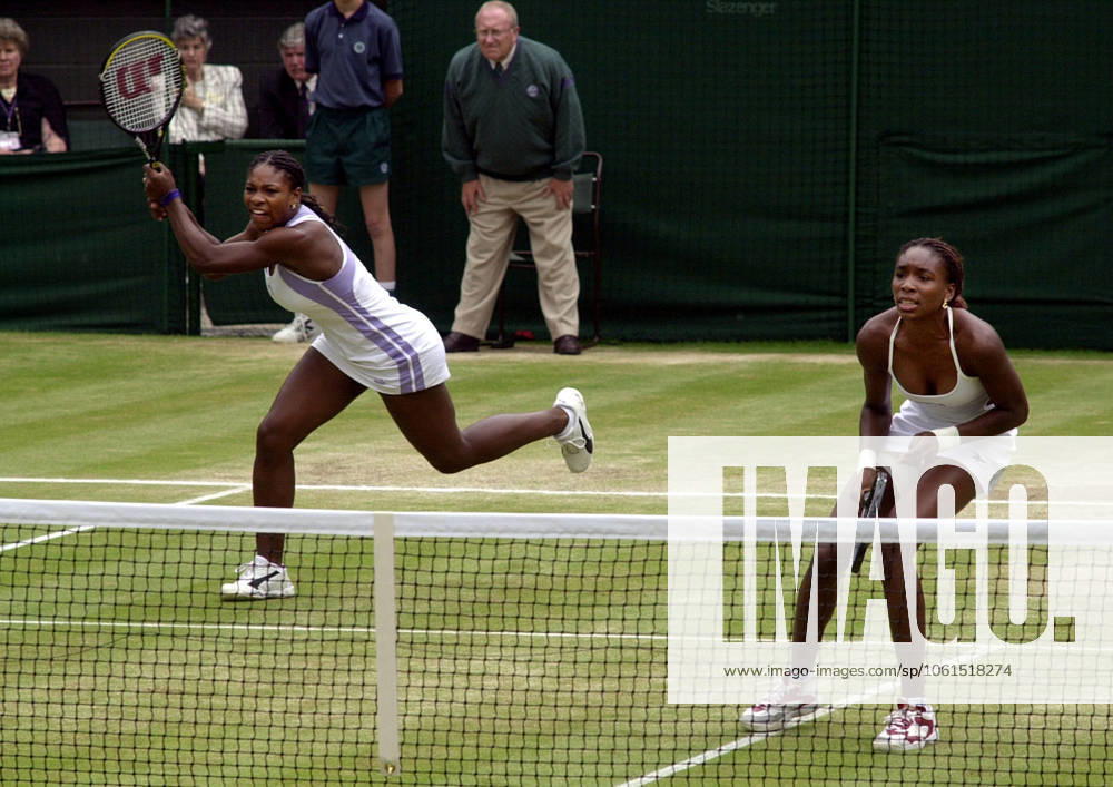 Venus Williams Wimbledon Tennis Championships 2000 Venus Williams and Serena Williams win Ladies Doubles Final at wimbledon July 2000 Venus (L) and Serena Williams on their way to winning the women s doubles final against Julie Halard-Decugis of France and Japan s Ai Sugiyama 6-3 6-2 to take the title at Wimbledon