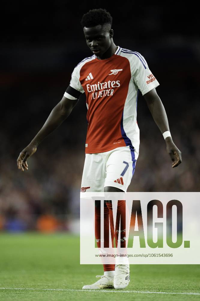 Arsenal FC v Paris Saint-Germain - UEFA Champions League Semi-final First Leg Bukayo Saka during the UEFA Champions League semi-final first leg match between Arsenal and Paris Saint-Germain at Emirates Stadium in London, England, on April 29, 2025.